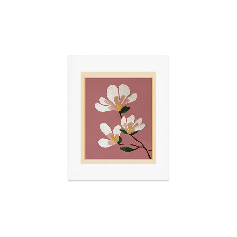 Pink Magnolia Flowers Art Print Gallery Image 1