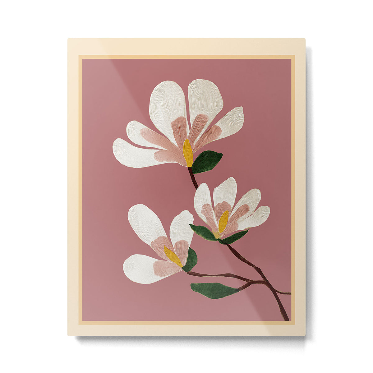 Pink Magnolia Flowers Metal Print Gallery Image 4