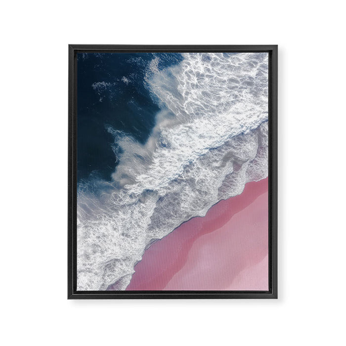 Pink Shoreline - Aerial Ocean Photography Print Framed Canvas Print Gallery Image 1