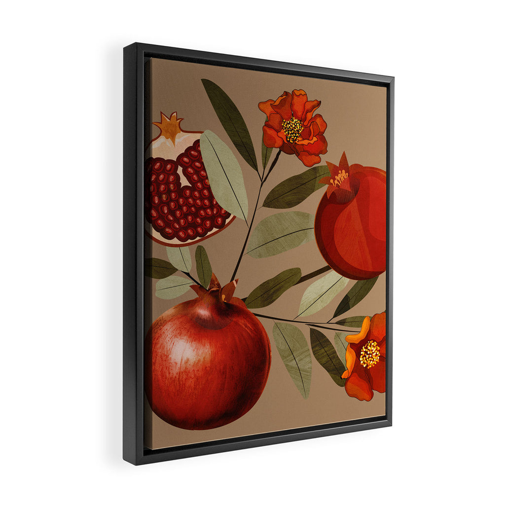 Pomegranate Botanical Art 1 Framed Canvas Print Gallery Image 2
