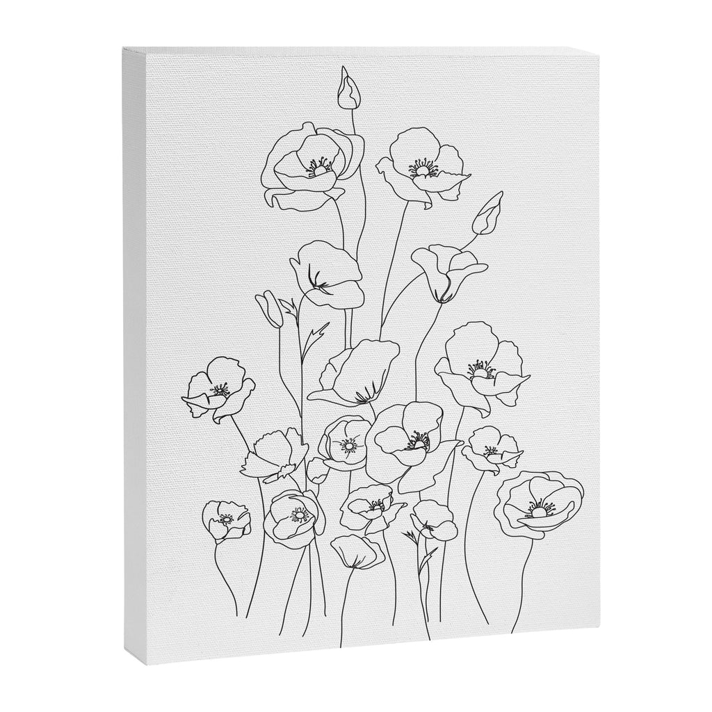 Poppy Flowers Line Art Canvas Print Gallery Image 6