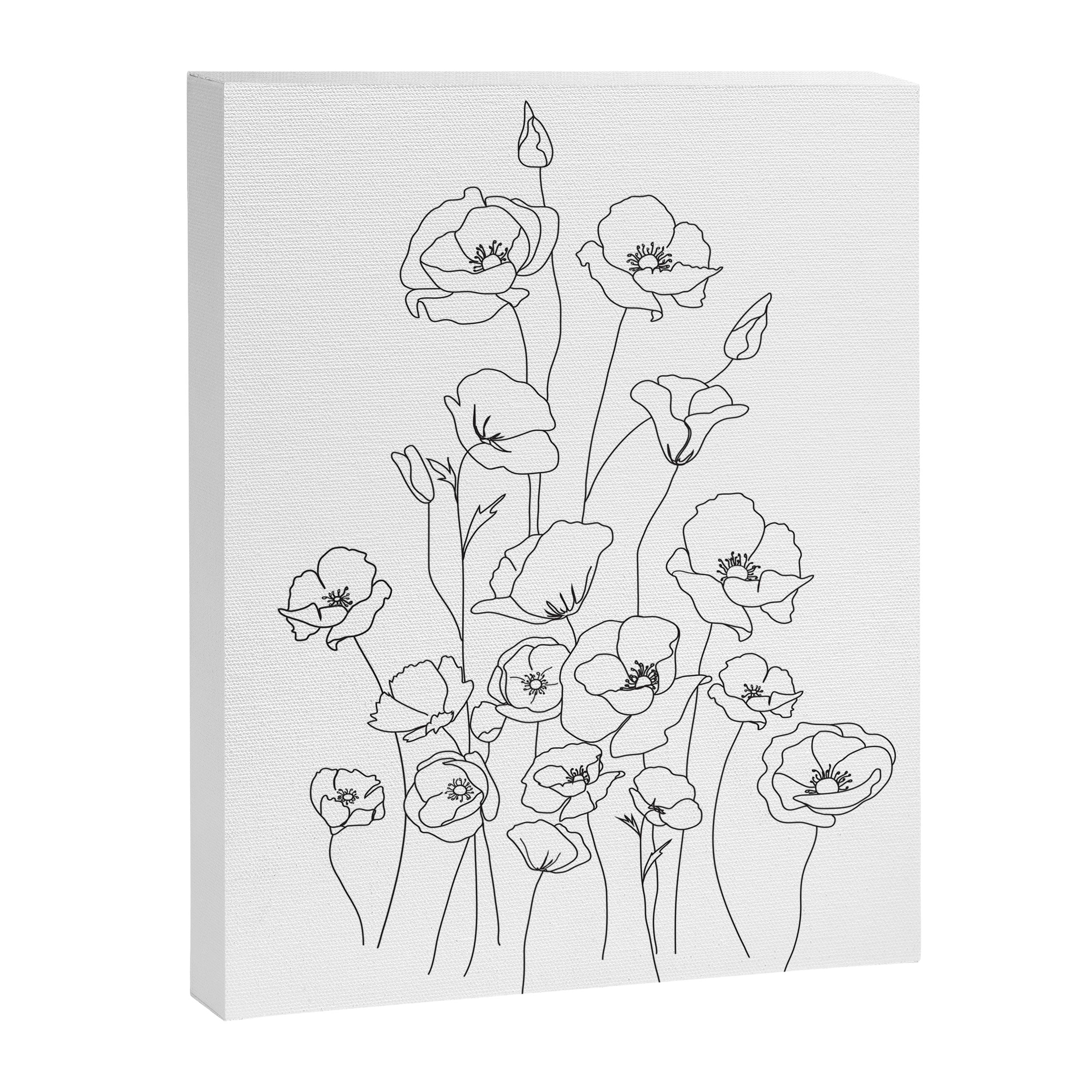 Poppy Flowers Line Art Canvas Print Gallery Image 6