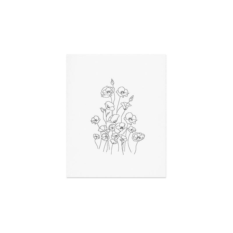 Poppy Flowers Line Art Art Print Gallery Image 1
