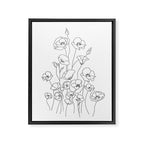 Poppy Flowers Line Art Framed Canvas Print Gallery Image 6