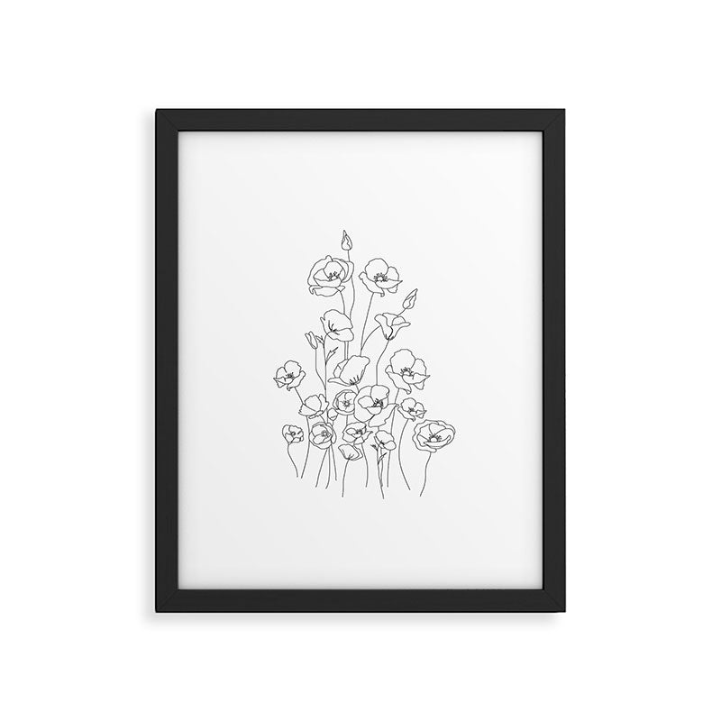 Poppy Flowers Line Art Framed Art Print Gallery Image 4