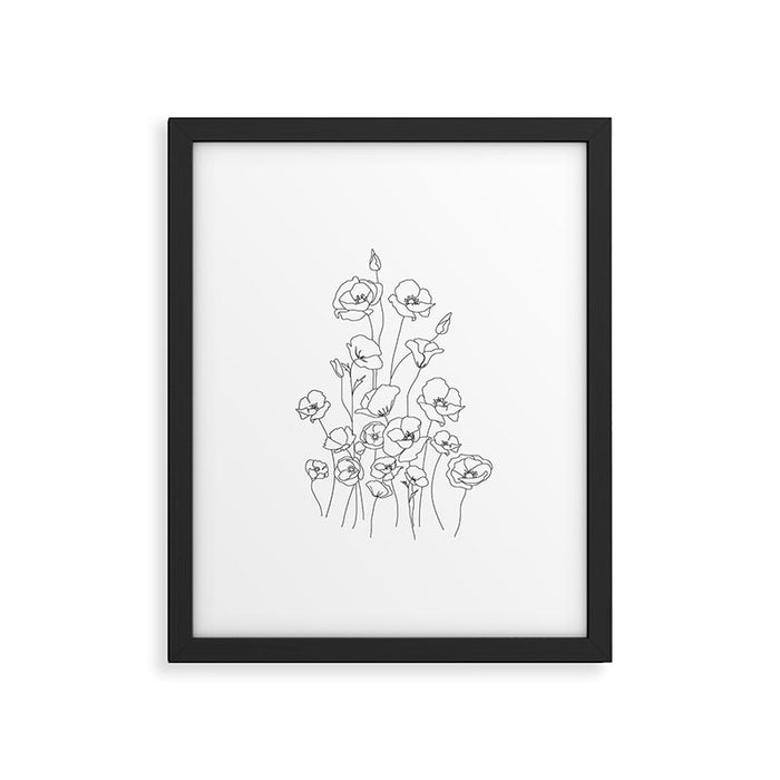 Poppy Flowers Line Art Framed Art Print Gallery Image 1