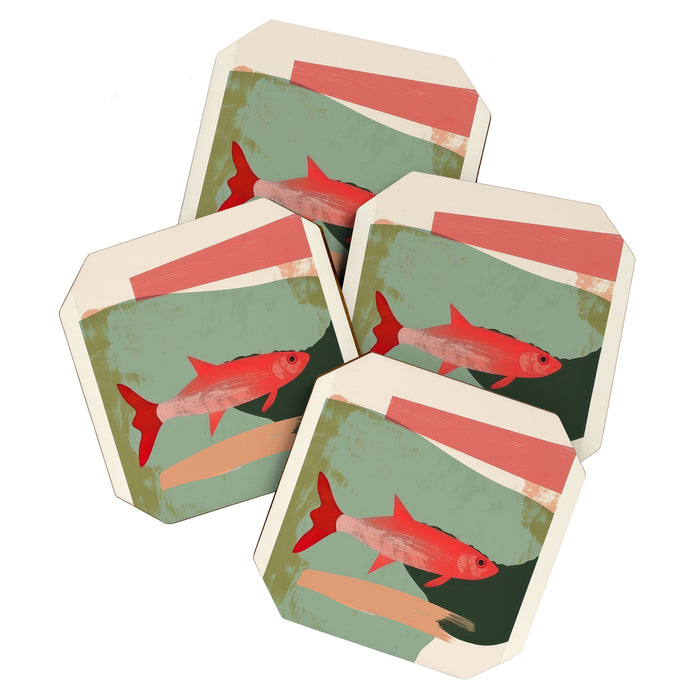 Red Fish Abstract Coaster Gallery Image 1