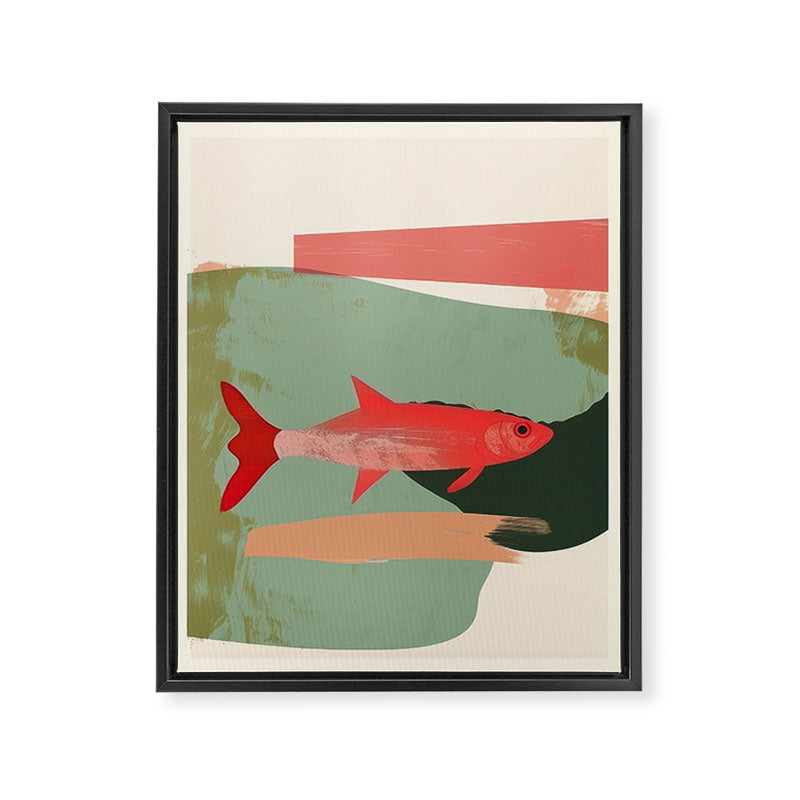 Red Fish Abstract Framed Canvas Print Gallery Image 6