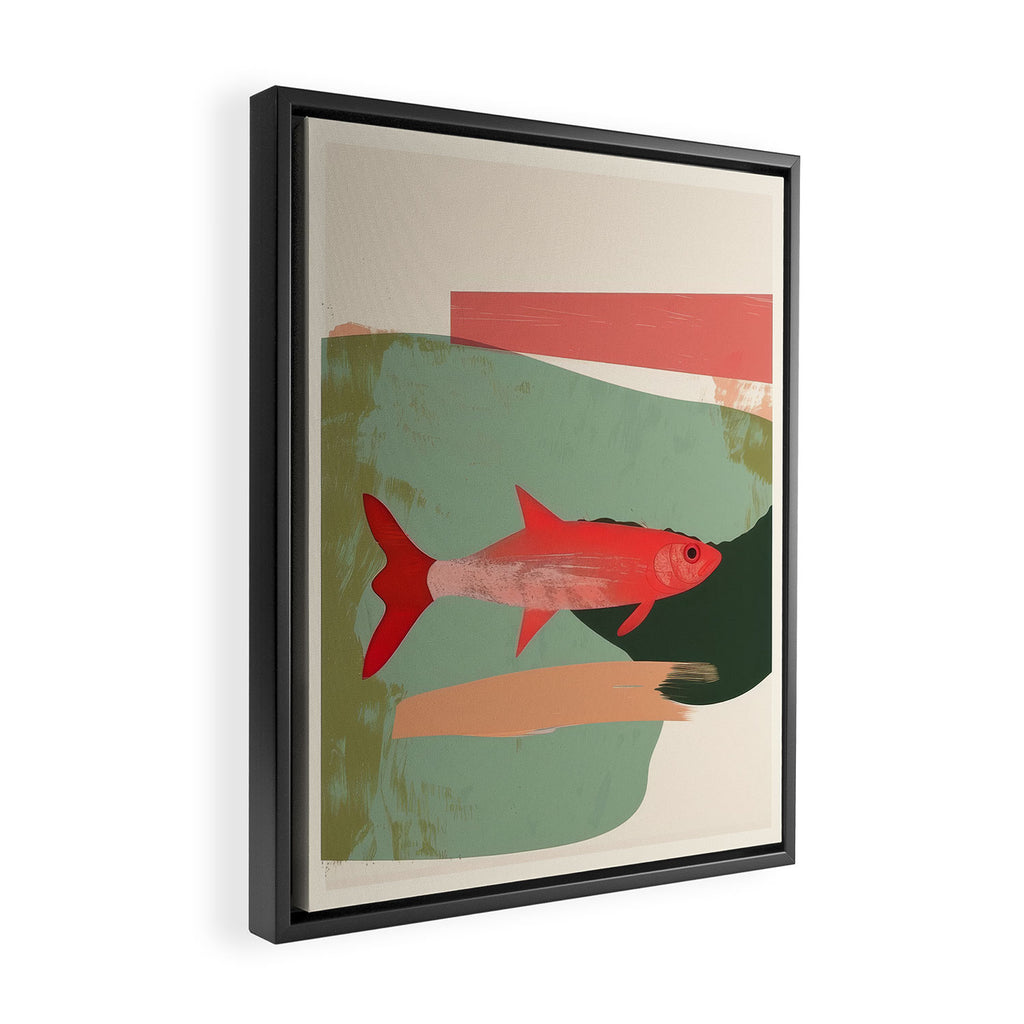 Red Fish Abstract Framed Canvas Print Gallery Image 2