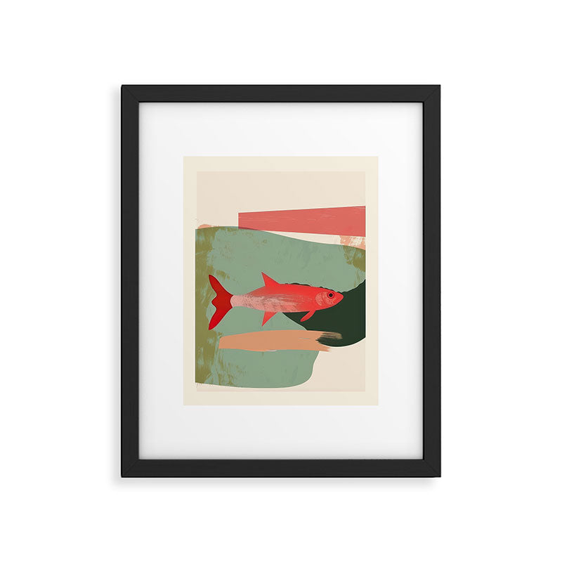 Red Fish Abstract Framed Art Print Gallery Image 5