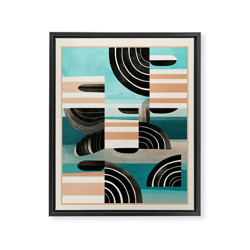 Retro Geometric Shapes 3 Framed Canvas Print Gallery Image 6