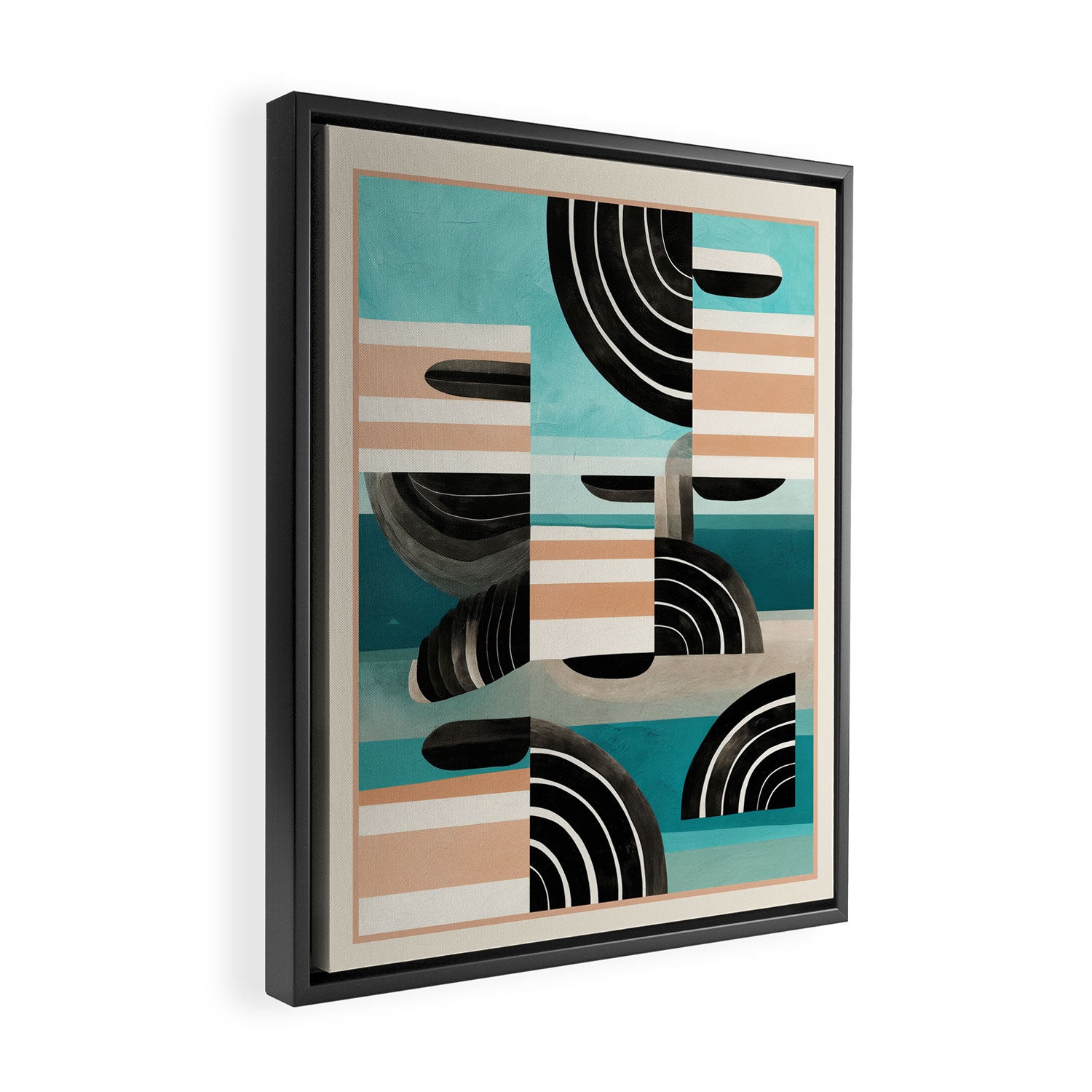 Retro Geometric Shapes 3 Framed Canvas Print Gallery Image 2