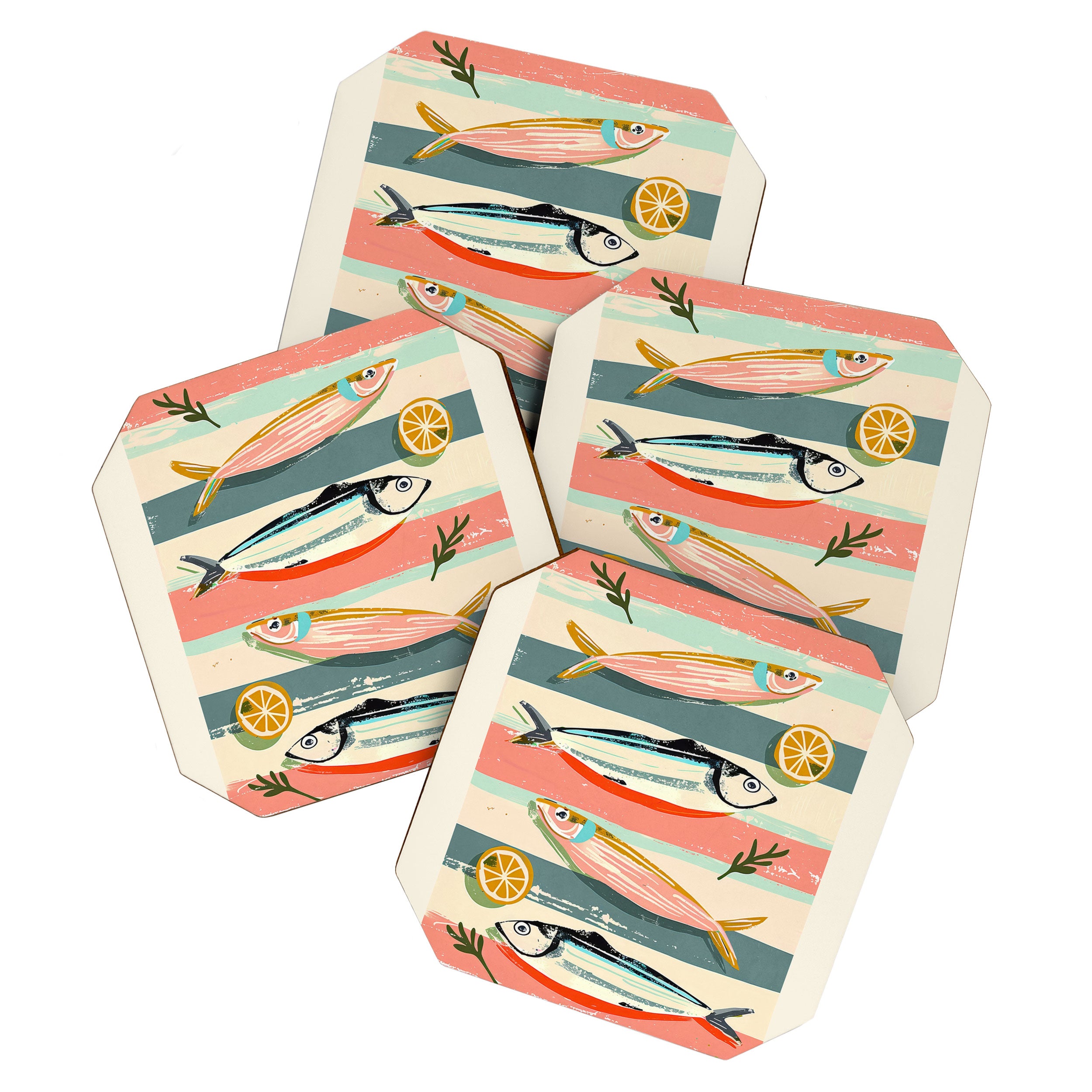 Sardines on Stripes Coaster Gallery Image 1