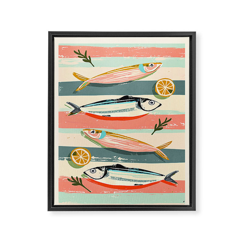 Sardines on Stripes Framed Canvas Print Gallery Image 6
