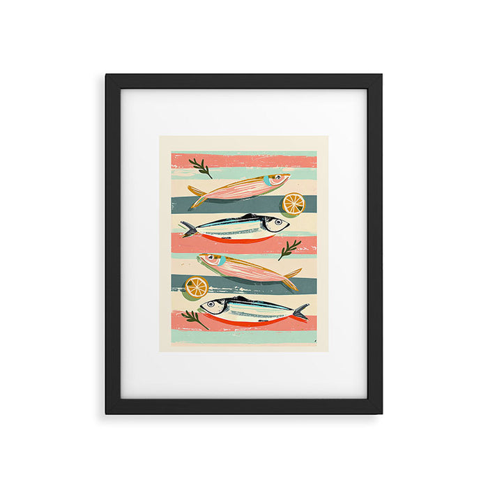 Sardines on Stripes Framed Art Print Gallery Image 1