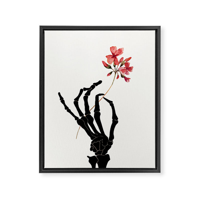 Skeleton Hand with Flower Framed Canvas Print Gallery Image 6