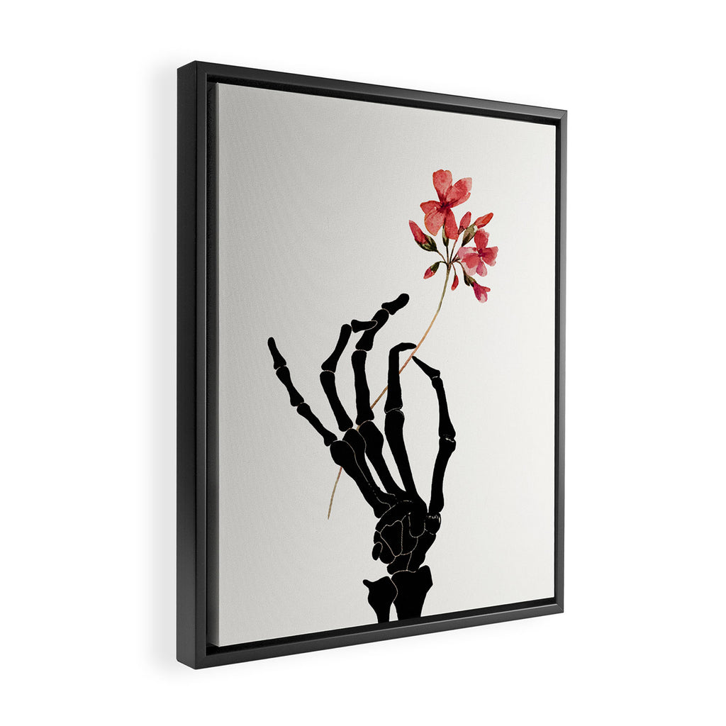 Skeleton Hand with Flower Framed Canvas Print Gallery Image 2