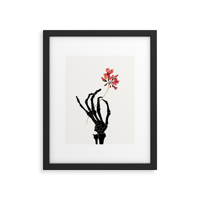 Skeleton Hand with Flower Framed Art Print Gallery Image 1
