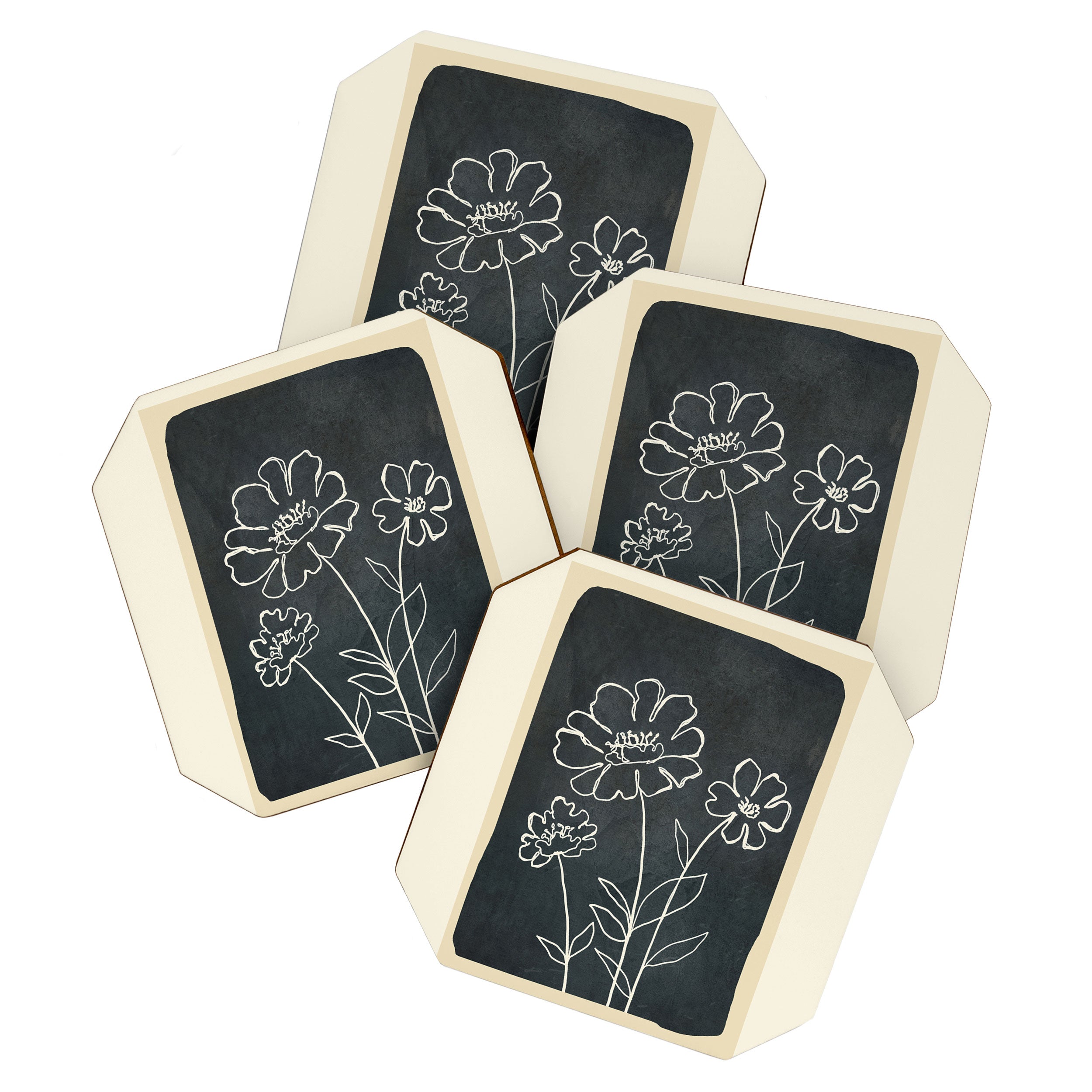 Sketch Line Flowers 4 Coaster Gallery Image 1