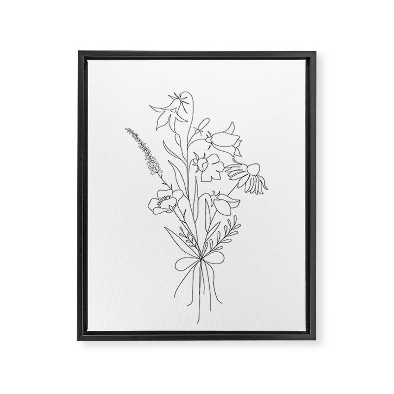 Small Wildflowers Minimalist Line Art Framed Canvas Print Gallery Image 6