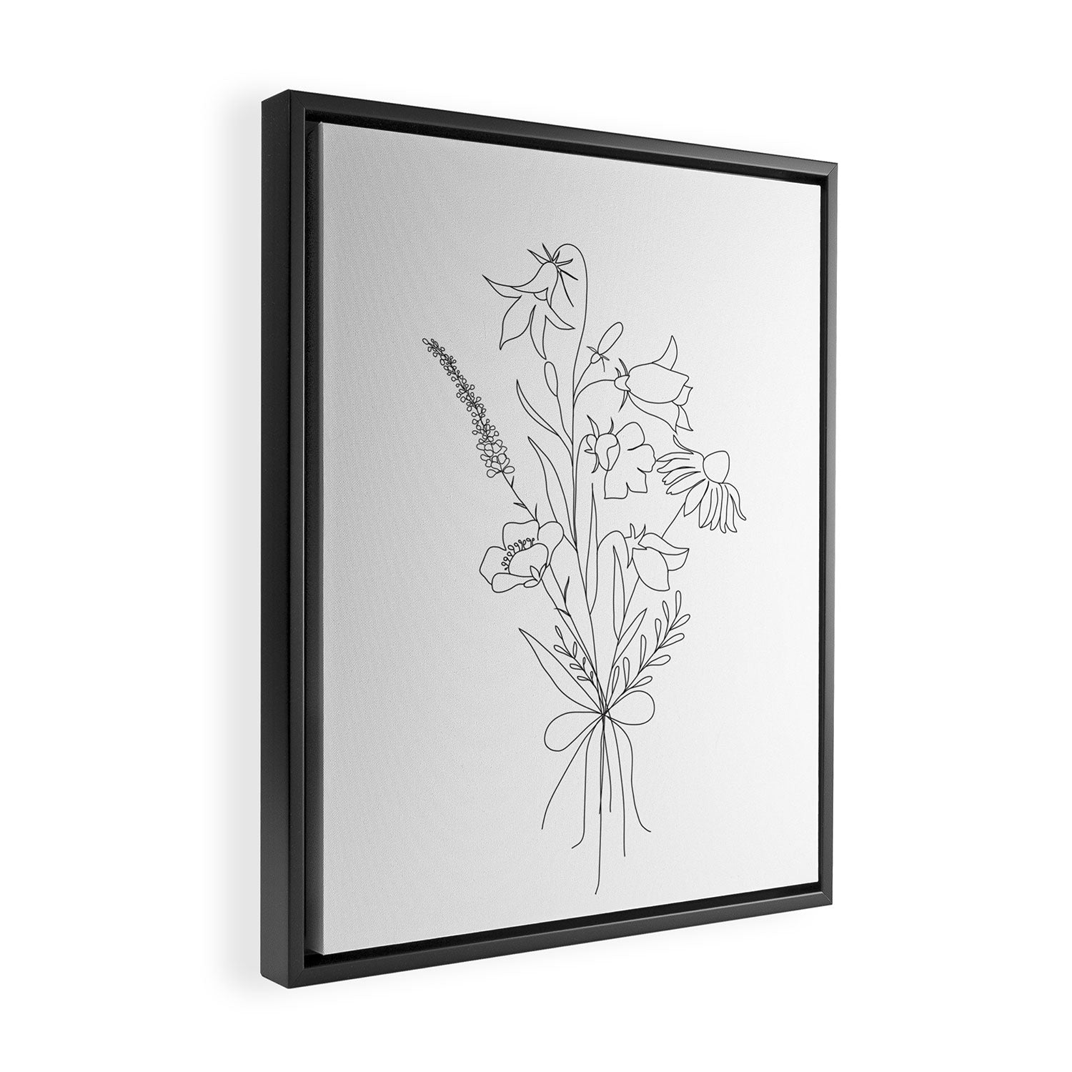 Small Wildflowers Minimalist Line Art Framed Canvas Print Gallery Image 2