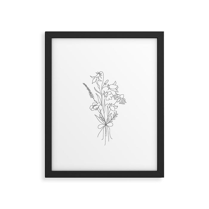 Small Wildflowers Minimalist Line Art Framed Art Print Gallery Image 1