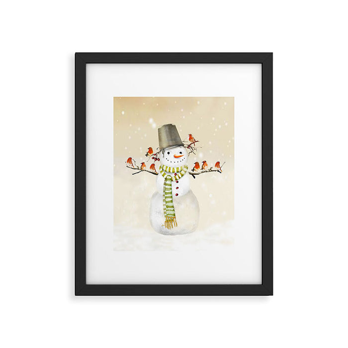 Snowman and Birds Framed Art Print Gallery Image 1