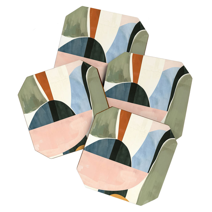 Soft Modern Abstract Shapes I Coaster Gallery Image 1