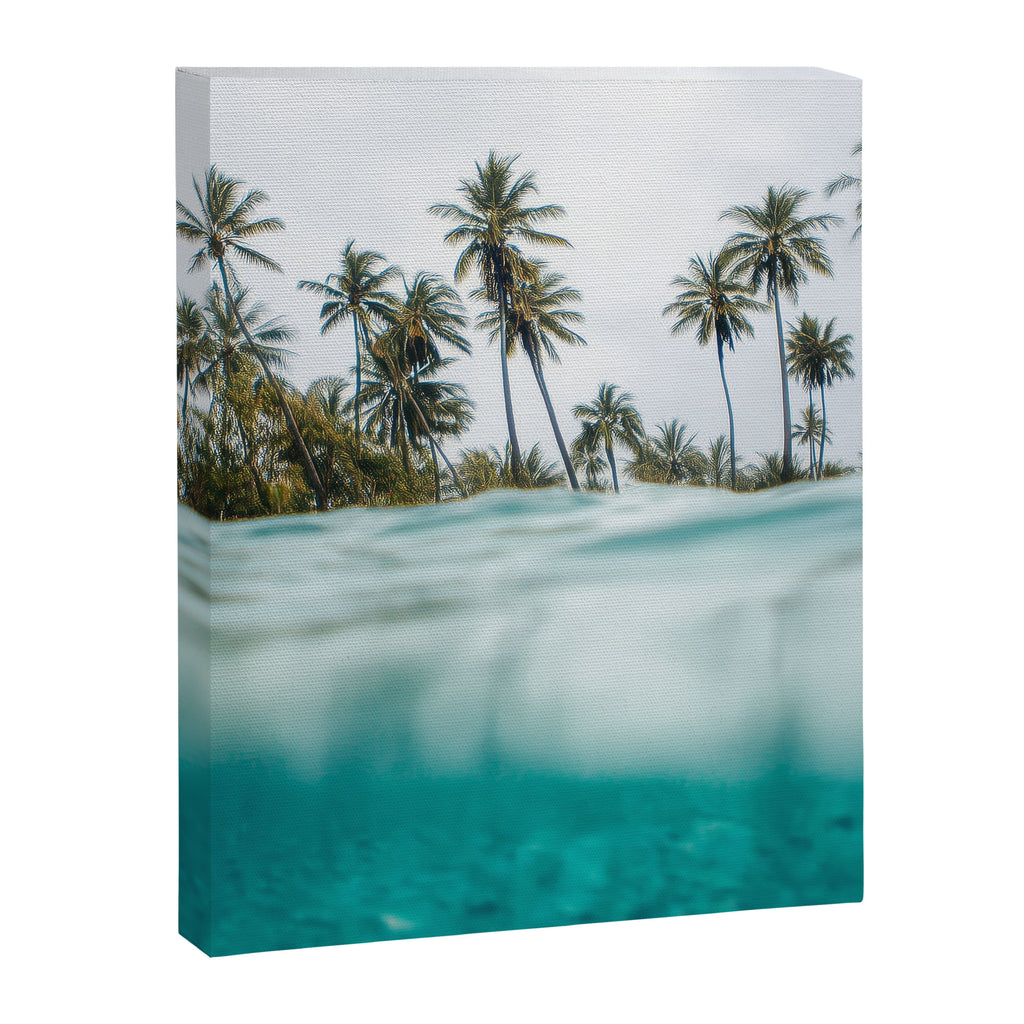 Split View Paradise - Ocean and Palm Tree Wall Art Canvas Print Gallery Image 6