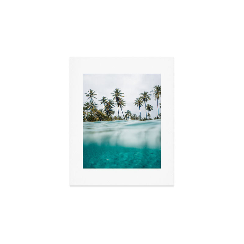 Split View Paradise - Ocean and Palm Tree Wall Art Art Print Gallery Image 1