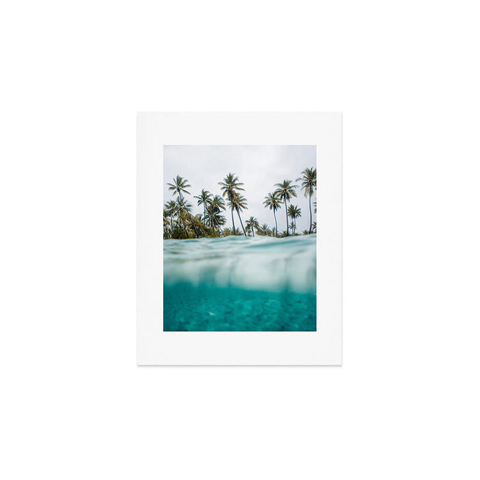 Split View Paradise - Ocean and Palm Tree Wall Art Art Print Gallery Image 1