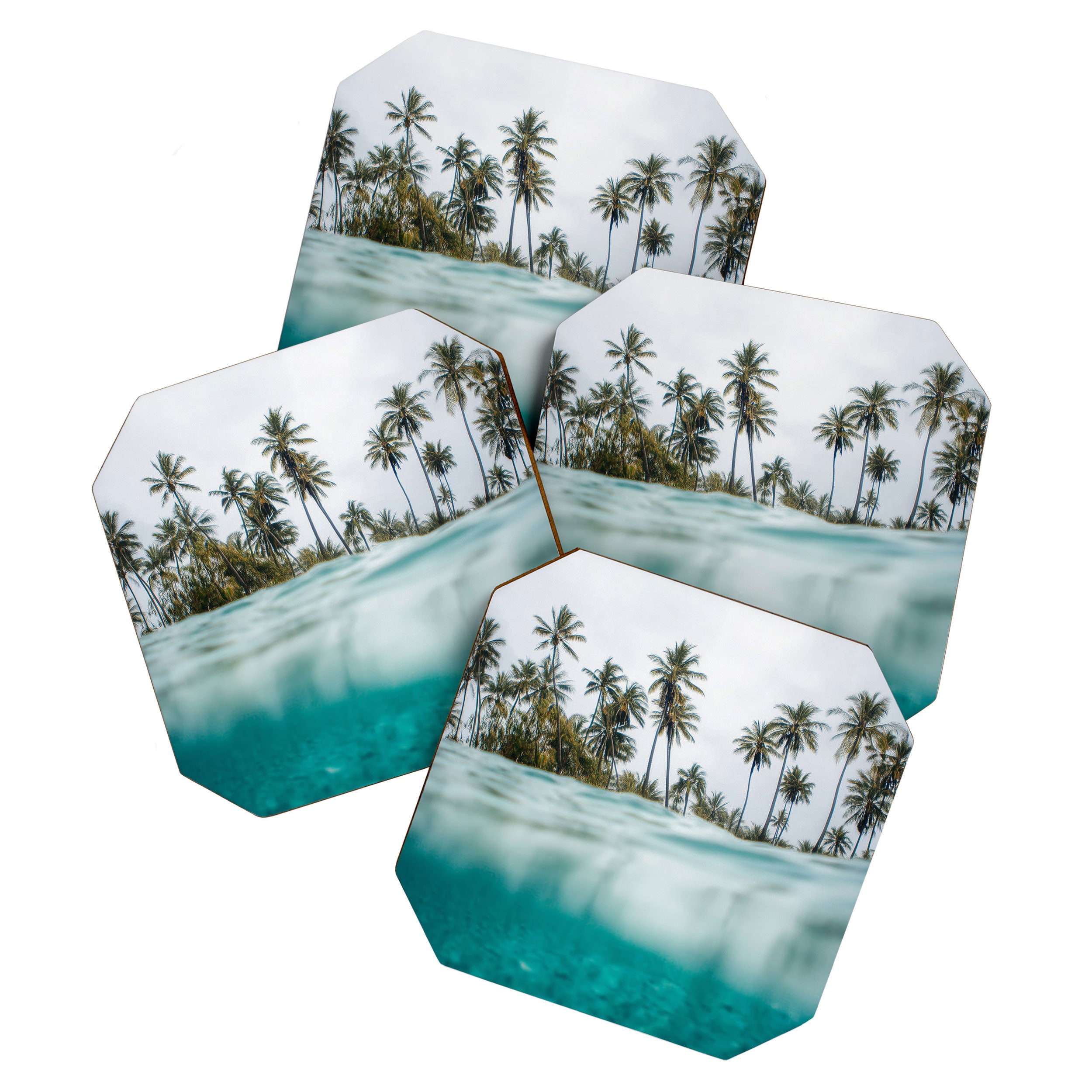 Split View Paradise - Ocean and Palm Tree Wall Art Coaster Gallery Image 1