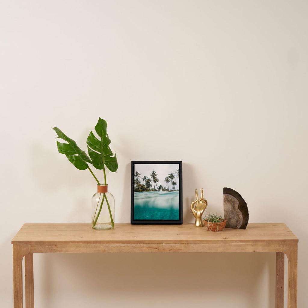 Split View Paradise - Ocean and Palm Tree Wall Art Framed Canvas Print Gallery Image 4