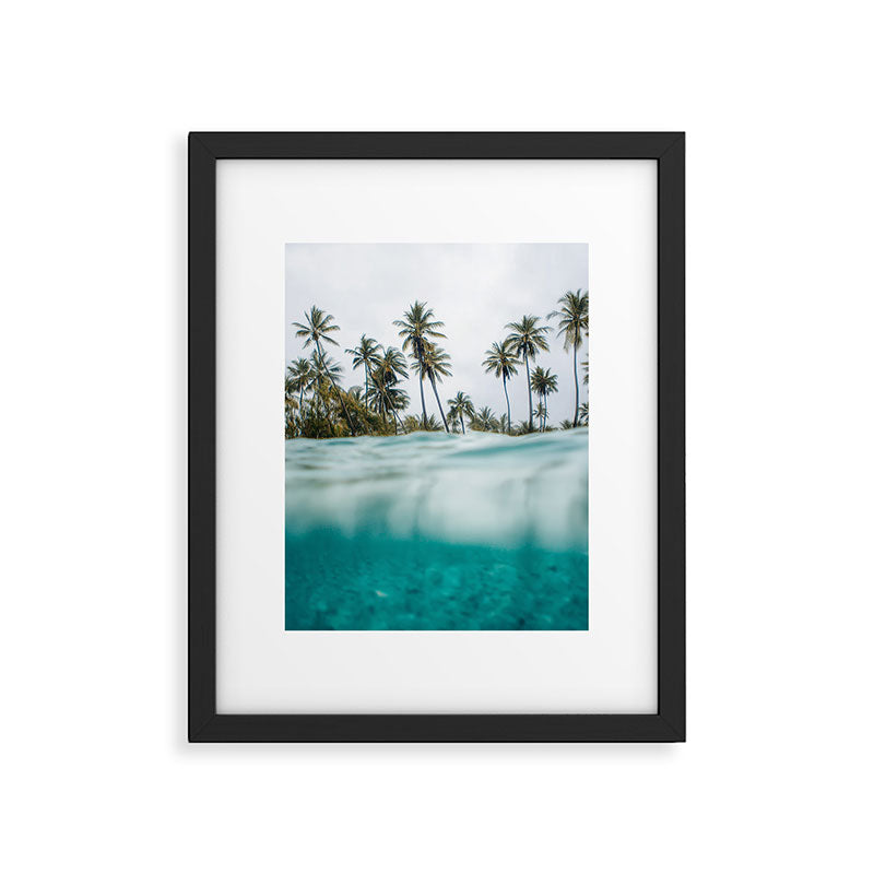 Split View Paradise - Ocean and Palm Tree Wall Art Framed Art Print Gallery Image 4