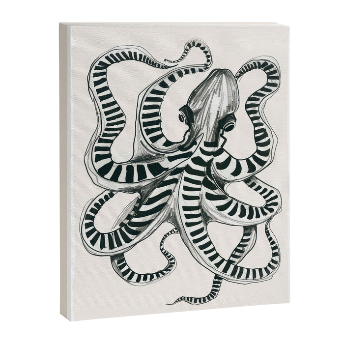 Striped Octopus Ink Drawing Canvas Print Gallery Image 1