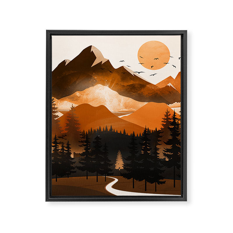 Sunshine over the peaceful mountainside Framed Canvas Print Gallery Image 8