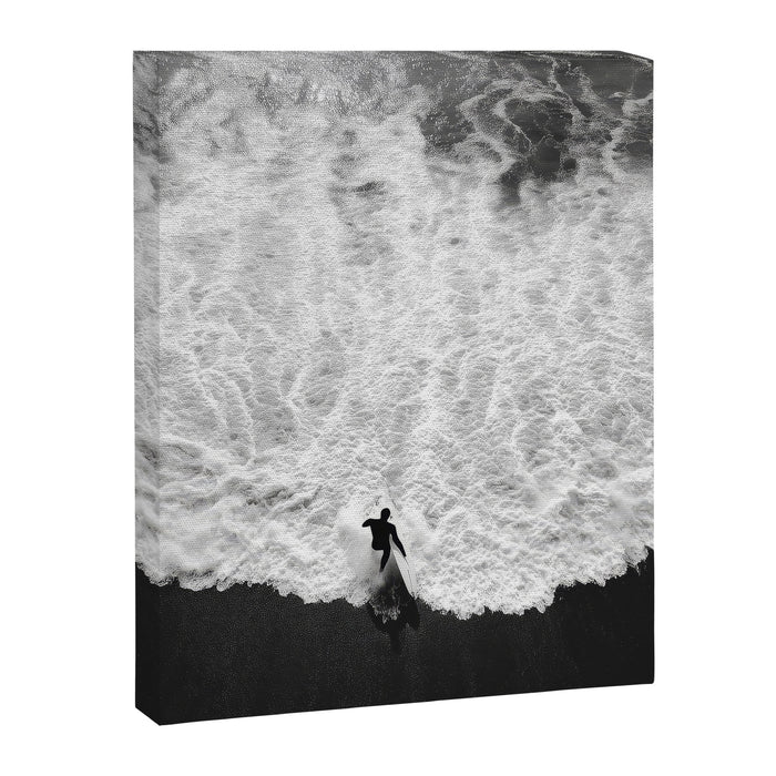 Surfer and Shore - Aerial Ocean Fine Art Print Canvas Print Gallery Image 1