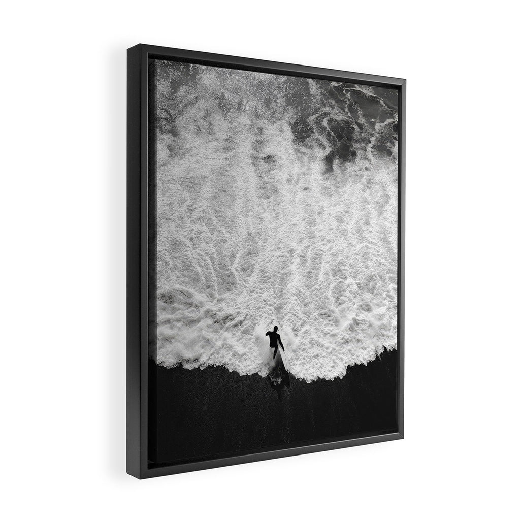 Surfer and Shore - Aerial Ocean Fine Art Print Framed Canvas Print Gallery Image 2