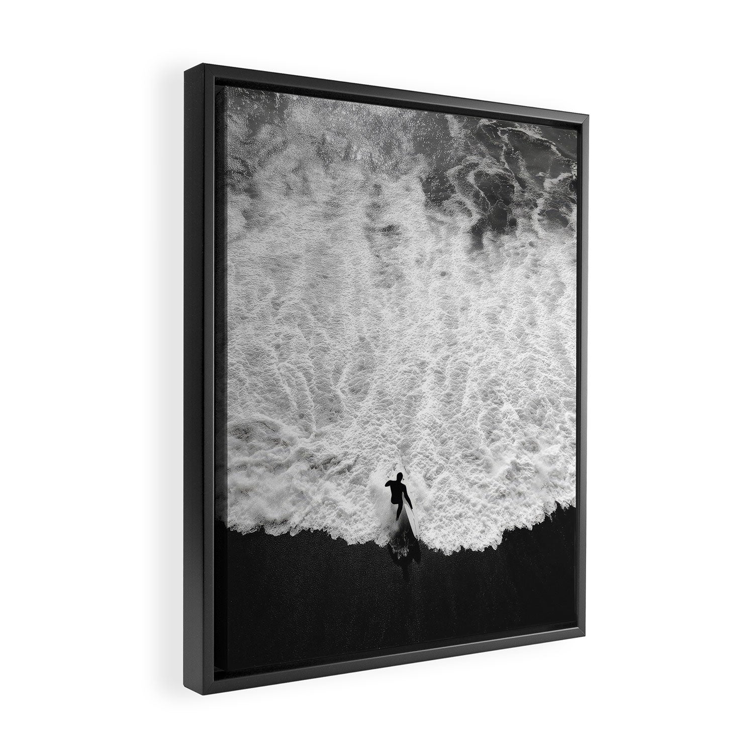 Surfer and Shore - Aerial Ocean Fine Art Print Framed Canvas Print Gallery Image 2