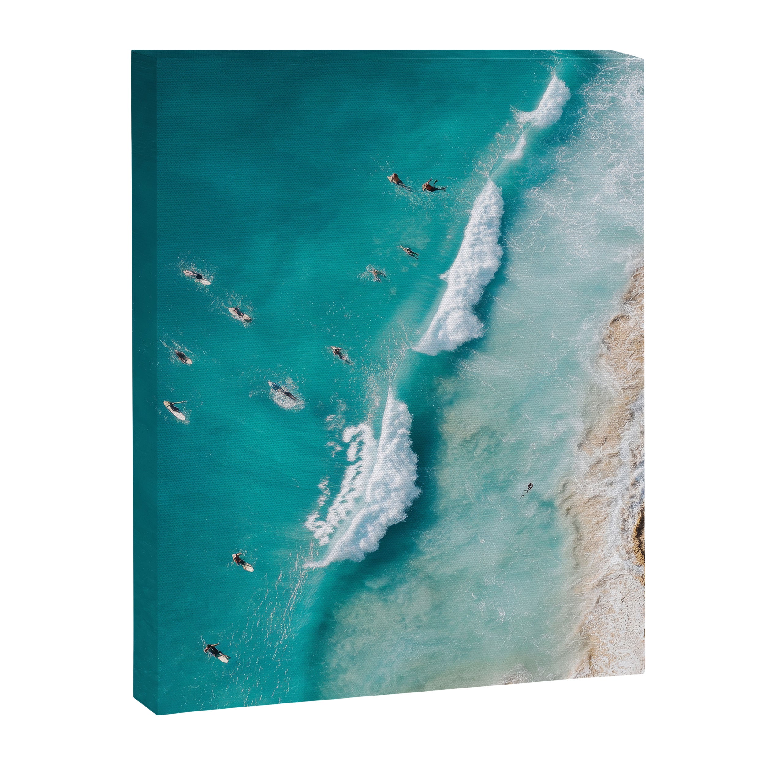 Surfers in Blue Waves Canvas Print Gallery Image 6