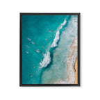 Surfers in Blue Waves Framed Canvas Print Gallery Image 6