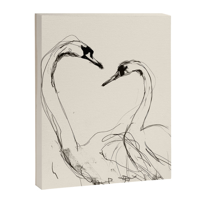 Swans in Ink - Elegant Minimalist Art Canvas Print Gallery Image 1