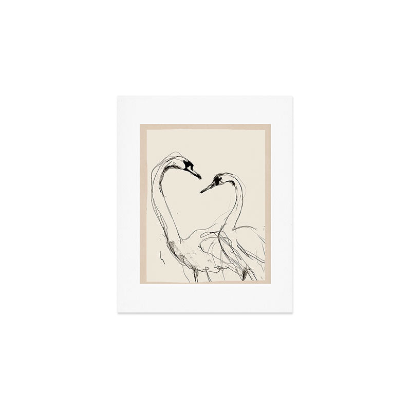 Swans in Ink - Elegant Minimalist Art Art Print Gallery Image 1