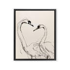 Swans in Ink - Elegant Minimalist Art Framed Canvas Print Gallery Image 6