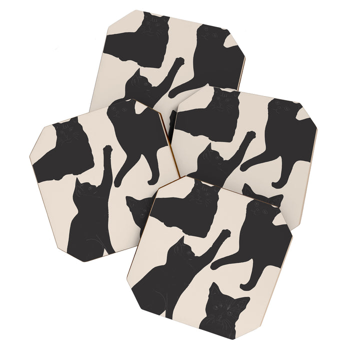 The Abstract Black Cats Coaster Gallery Image 1