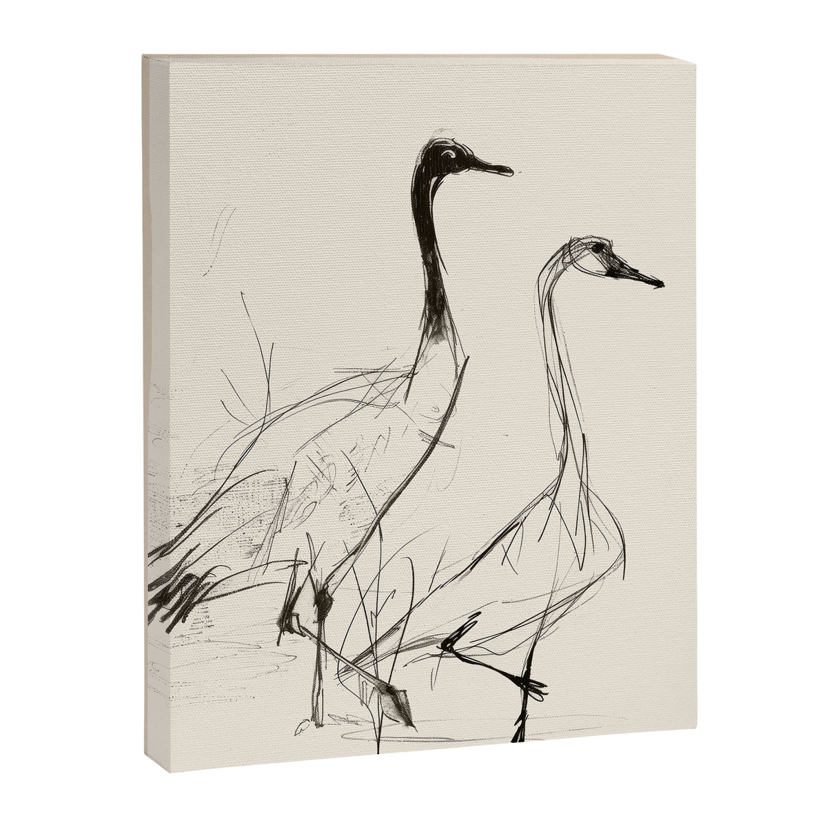 Two Geese - Minimalist Drawing Canvas Print Gallery Image 6