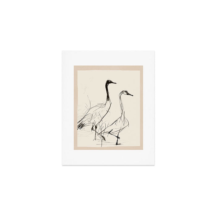 Two Geese - Minimalist Drawing Art Print Gallery Image 1