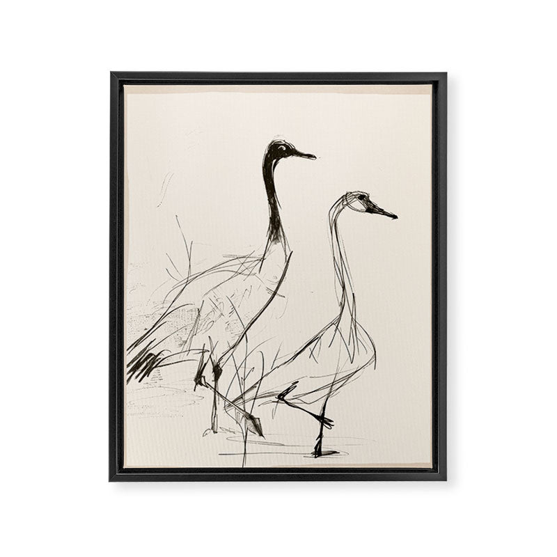 Two Geese - Minimalist Drawing Framed Canvas Print Gallery Image 6