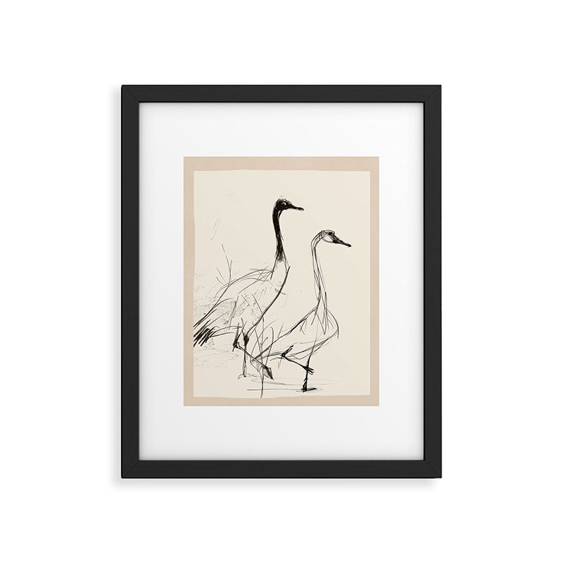 Two Geese - Minimalist Drawing Framed Art Print Gallery Image 5