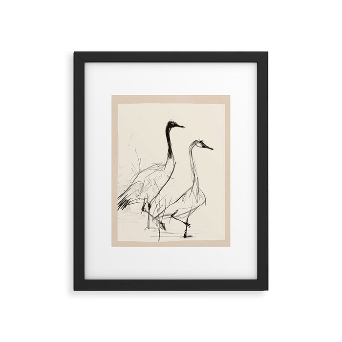 Two Geese - Minimalist Drawing Framed Art Print Gallery Image 1